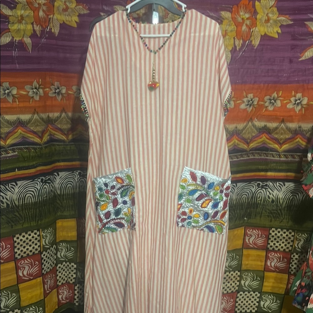 Handmade Dress with Embroidered Pockets